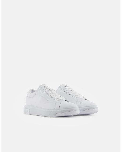 ARMANI EXCHANGE White Leather Sneakers for men