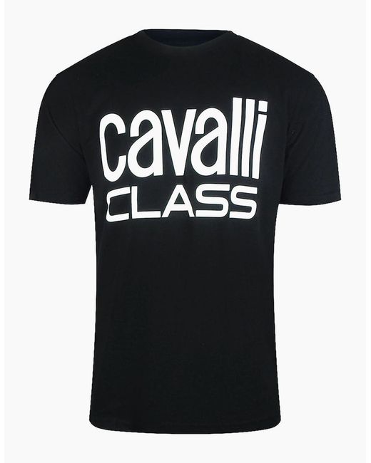 Roberto Cavalli Black Cavalli Class Bold Brand T-Shirt for men