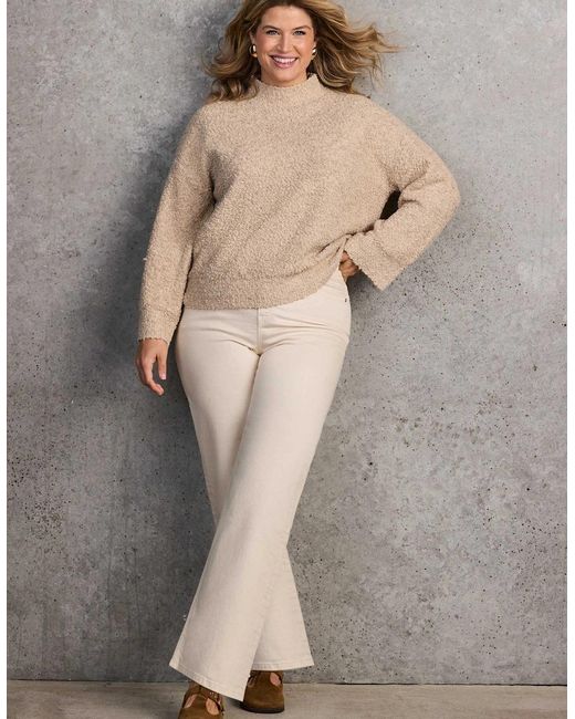 Live Unlimited London Natural Neutral Textured Wool Blend Knit Jumper