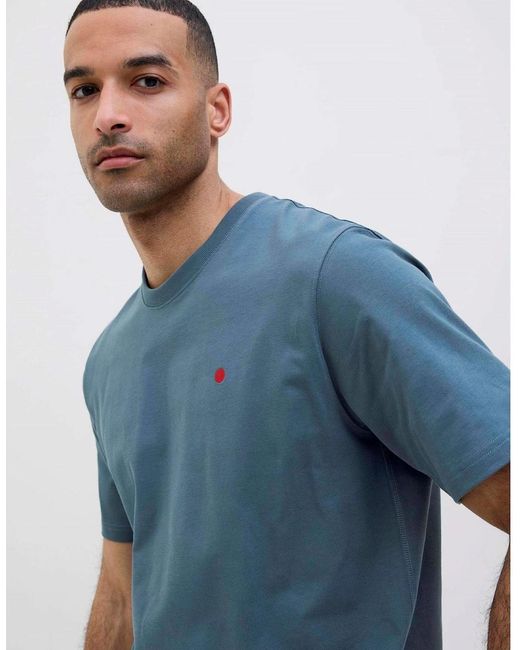 Jack & Jones Blue Embroidered Crew Neck Short Sleeve Jersey T-Shirt for men