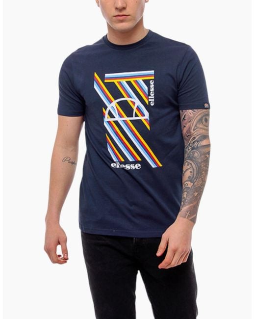 Ellesse Blue Marotta T Shirt Crew Neck Casual Short Sleeve Top Summer Cotton Tee for men