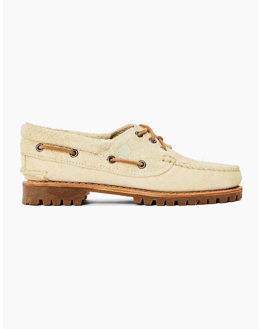 Timberland White Noreen Natural Suede Lace-Up Boat Shoes