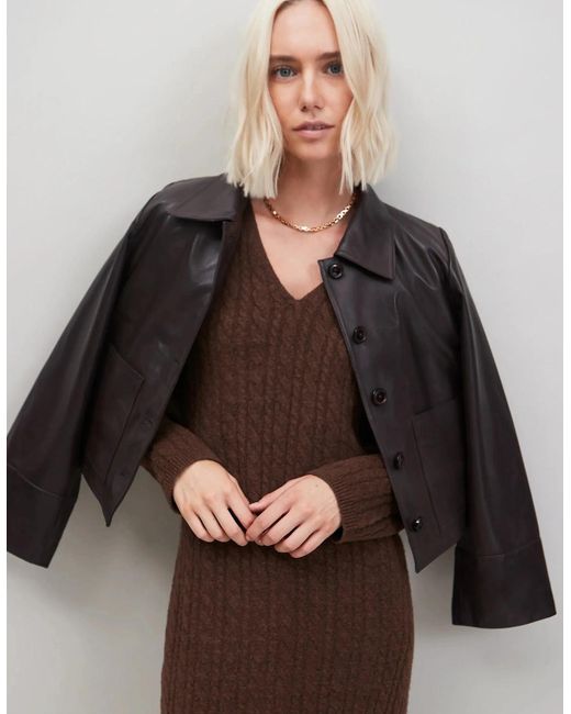 Ro&zo Brown Chocolate Cable Knit Dress