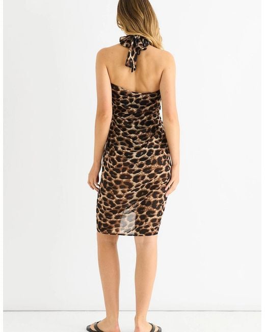 Gini London Black Animal Print Multiwear Beach Sarong