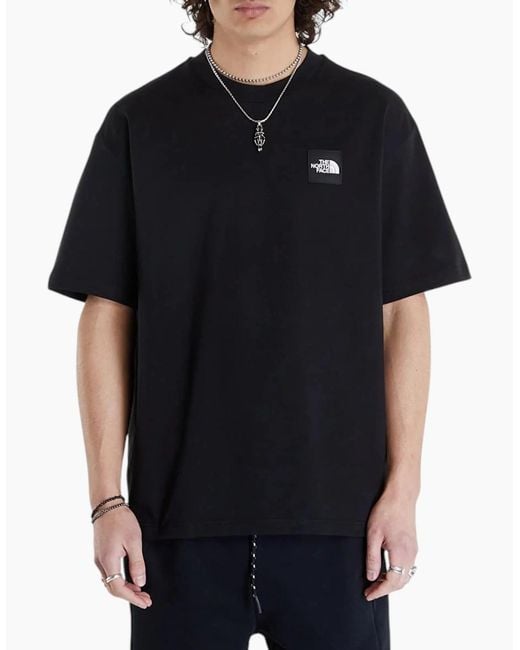 The North Face Black T Shirts Nse Patch Logo Crew Neck Short Sleeve Cotton Tee for men
