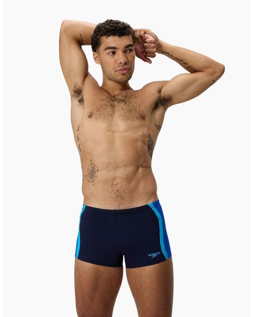 Speedo Blue Splice Solid Swim Shorts for men