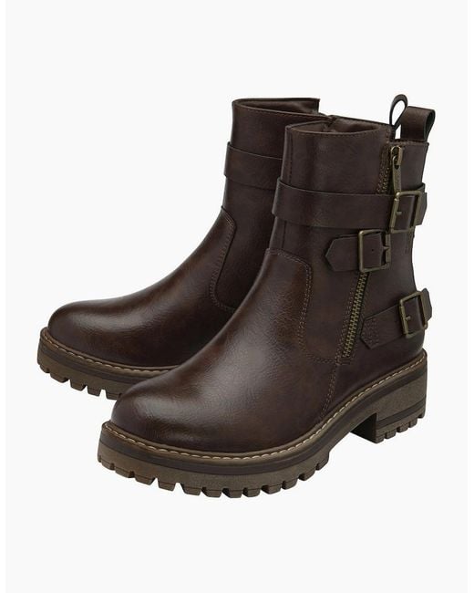 Lotus Brown Harrie Biker Boots
