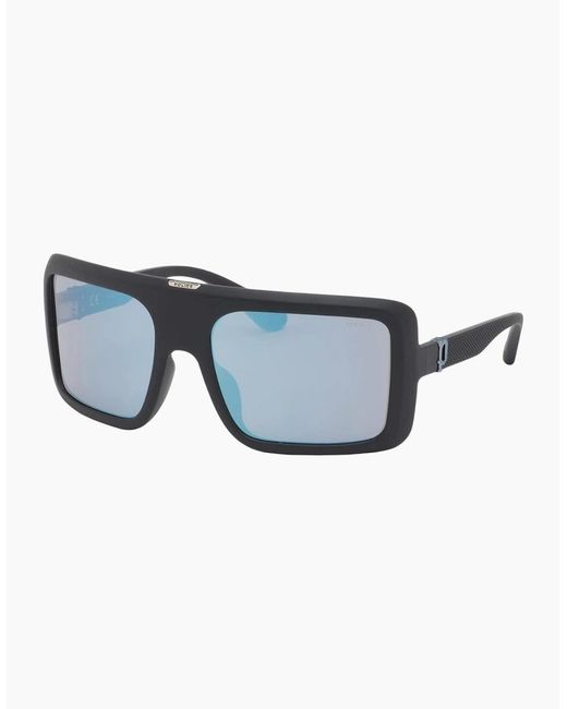Police Blue Full Rim Square Frame Matte Sunglasses for men