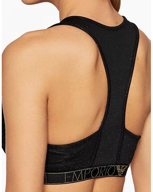 Emporio Armani Black Stardust Bralette & Brazilian Brief Underwear Set Gift Tin, Printed
