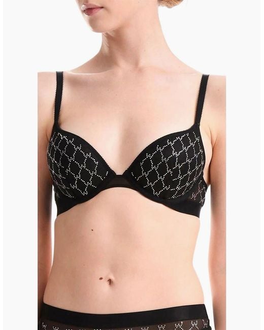 Wolford Black Geometric Patterned Push Up Bra