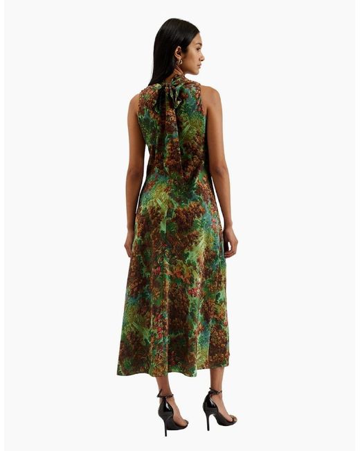 Ted Baker Green Eyva Printed Cowl Neck Midi Slip Dress