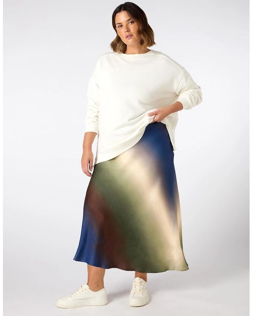 Live Unlimited London Green Print Midi Skirt