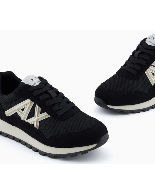 ARMANI EXCHANGE Black Mesh/ Runner Trainer for men
