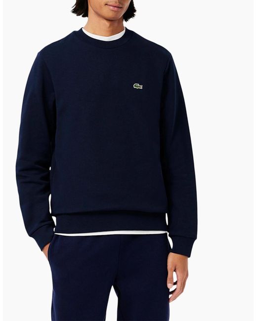 Lacoste Blue Sweatshirt Crew Neck Fleece Brushed Cotton Winter Jumper for men
