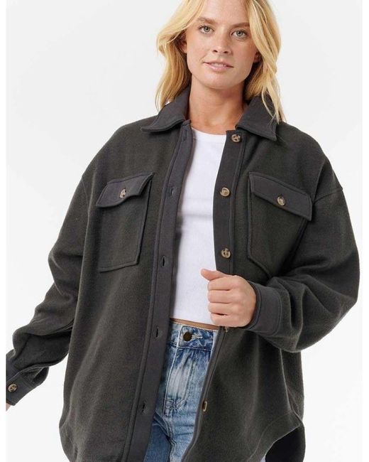 Rip Curl Black Rip Curl High Tide Fleece Shacket Bomber Jacket
