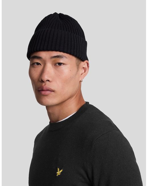 Lyle & Scott Black Cotton Merino Crew Neck Jumper for men