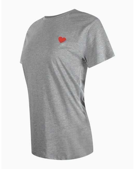 Love Moschino Gray Small Heart Logo T-Shirt