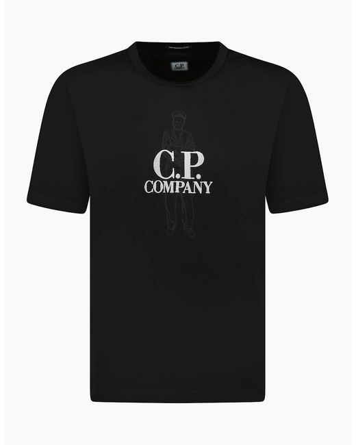 C P Company Black Mercerized Cotton Jersey Sailor T-Shirt for men