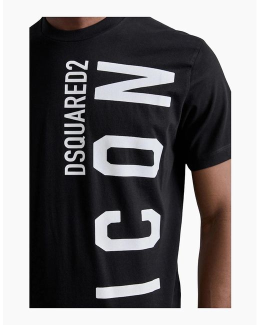 DSquared² Black T-Shirt Large Icon Logo for men