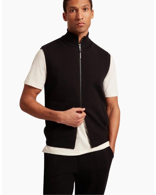 Ted Baker Black Terince Zip Through Funnel Neck Gilet for men