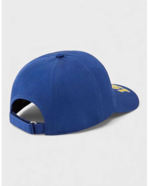 Gucci Blue Brand Print Panelled Cotton Cap for men