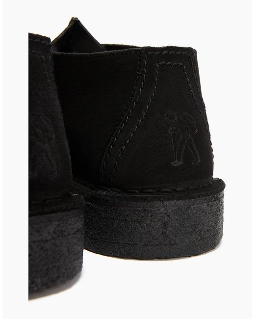 Clarks Black Originals Desert Trek Suede Shoes for men