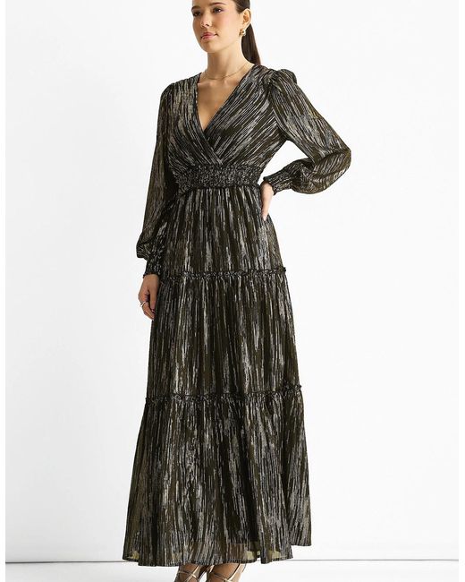 Gini London Black Sparkle Chiffon Occassion Tiered Maxi Dress