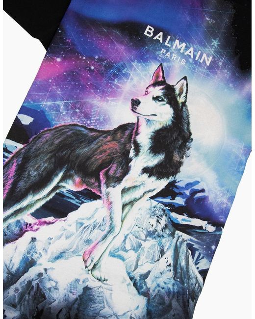 Balmain Black Oversized Lone Wolf T-Shirt for men