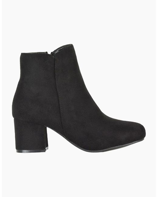 XY London Black Ladies Saffy Zipped Mid Block Heel Ankle Boots