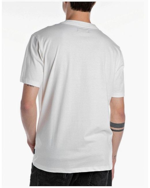 Replay White R T Shirt for men