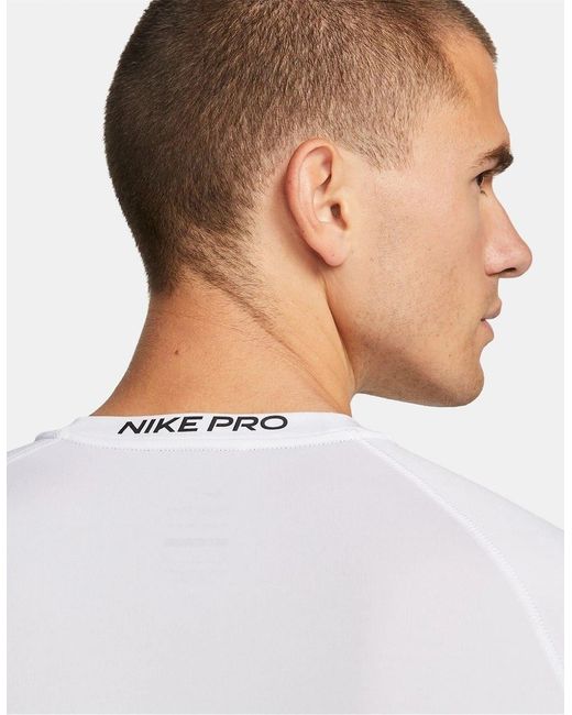 Nike White Lettered Branding Crew Neck Long Sleeve Athletic Top for men