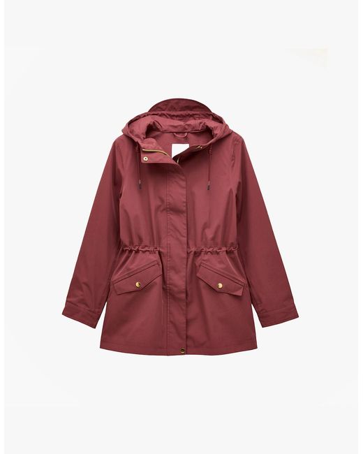 Joules Red Portwell Waterproof Hoodie Raincoat With Adjustable Waist Oxblood