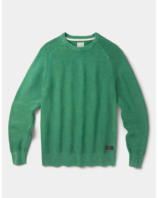 aubi Green Saxilby Cotton Tuck Stitch Crew for men