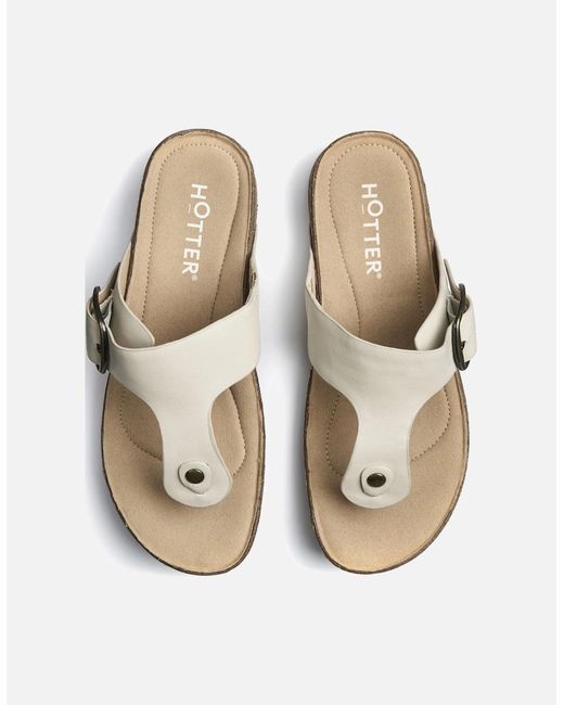 Hotter White Resort Toe Post Sandals