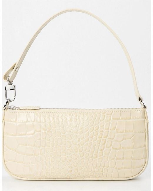 By Far Natural Embossed Leather Shoulder Bag