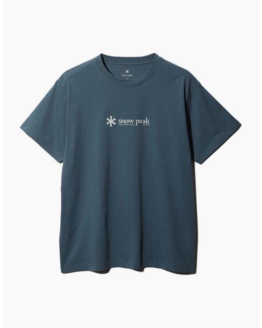 Snow Peak Blue Snow Peak Soft Cotton Logo Short Sleeve T-Shirt for men