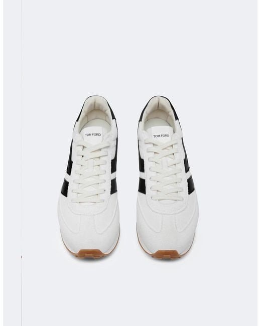 Tom Ford White Suede + Tech Fabric Mick Sneakers for men