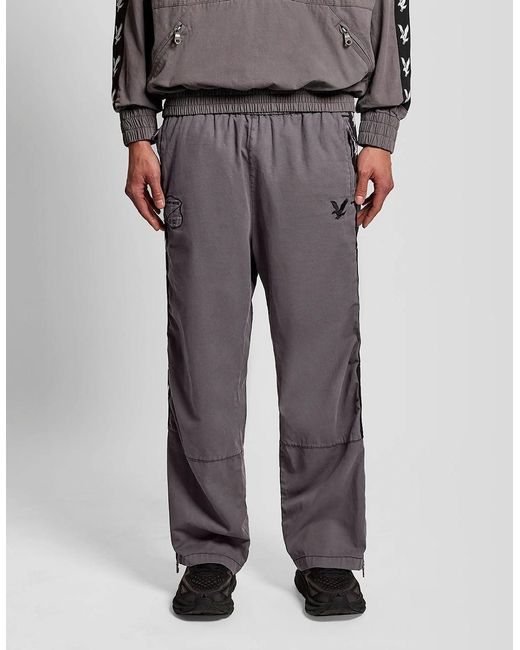 Lyle & Scott Gray Plaid Zipped Drill Pant for men