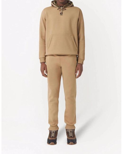 Burberry Natural Check Panel Jogging Pants Camel for men