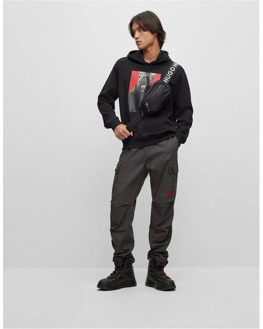 Boss Black Graphic Hooded Neck Long Sleeve Sweatshirt for men