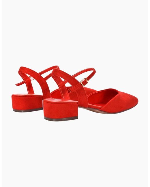 XY London Red Ladies Hilary Strappy Low Heel Court Shoes