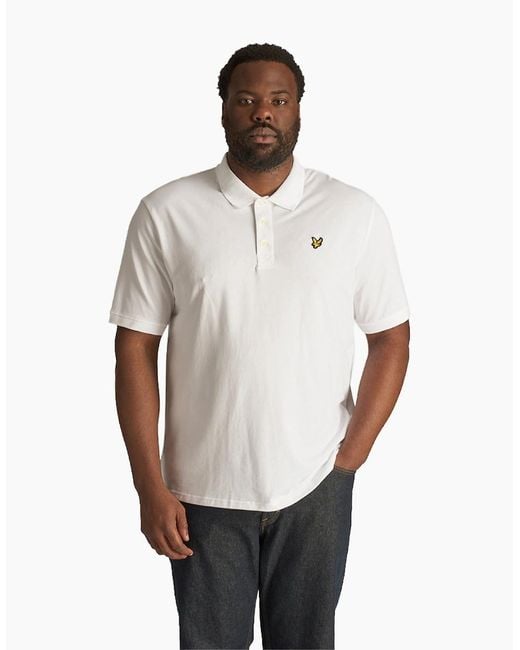 Lyle & Scott White Lyle & Scott Big & Tall Cotton Short Sleeve Polo Shirt for men