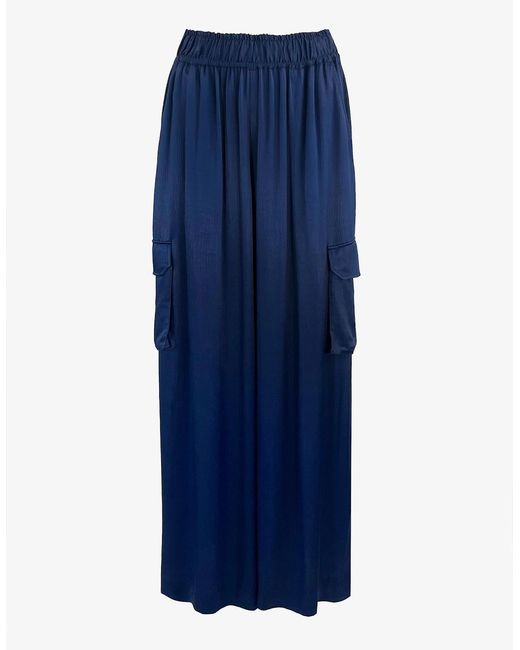 Ro&zo Blue Satin Cargo Trousers