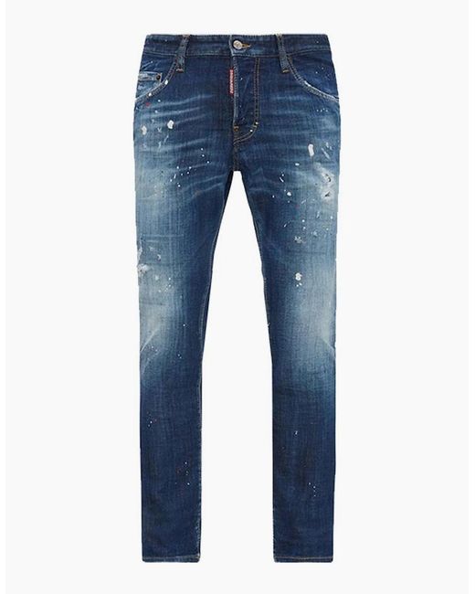 DSquared² Blue Dsq2 Patch Ripped Skater Jeans for men