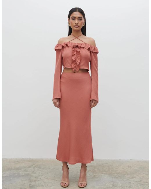 Pretty Lavish Red Tiffany Midaxi Skirt
