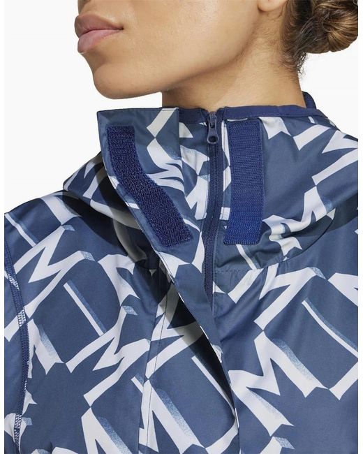 Adidas Blue Mufc Cropped Relaxed Fit Athletic Top