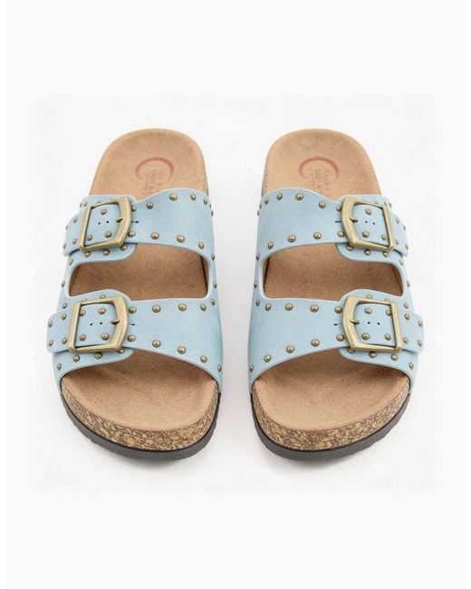 Heavenly Feet Blue Polly Mules Sandals