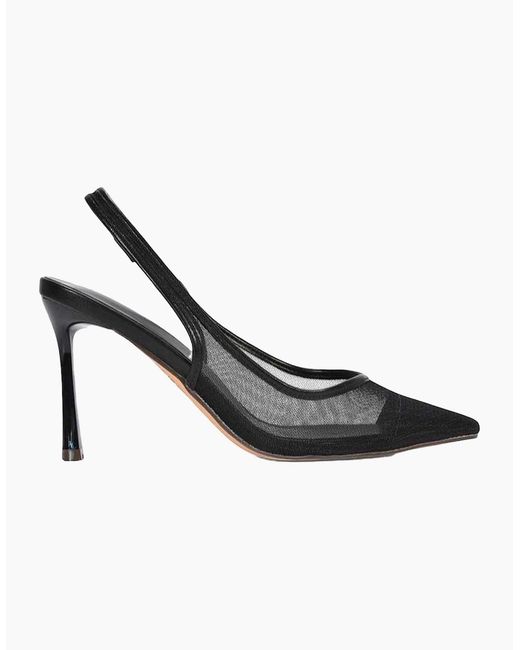 XY London Black Ladies Mesh Sling Back Court Shoes