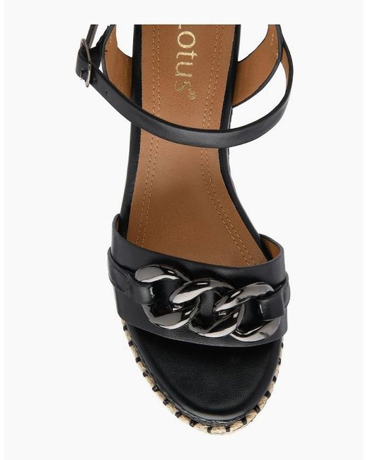 Lotus Black Bermuda Wedge Sandals