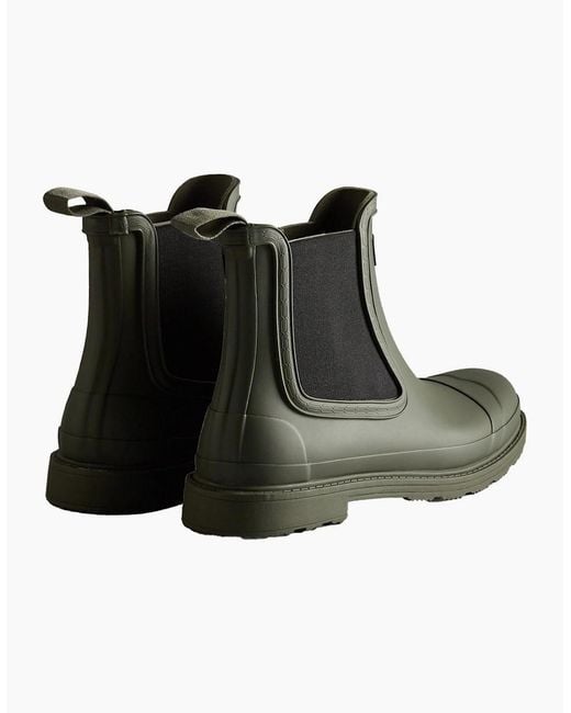 Hunter Black Commando Chelsea Wellingtons for men